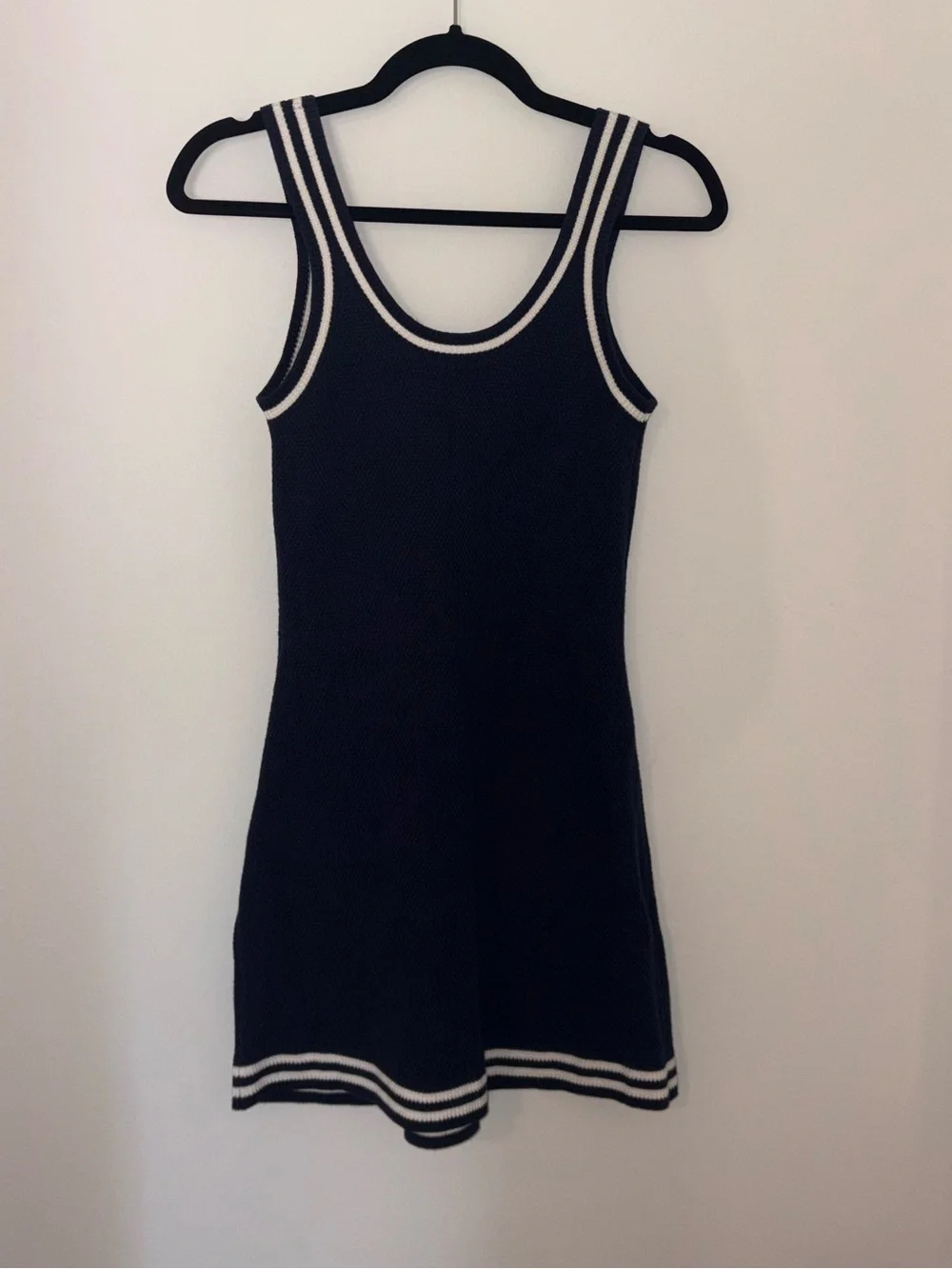 ALO Yoga Tennis Club Sweater Knit Mini Dress Navy/Ivory Size Small